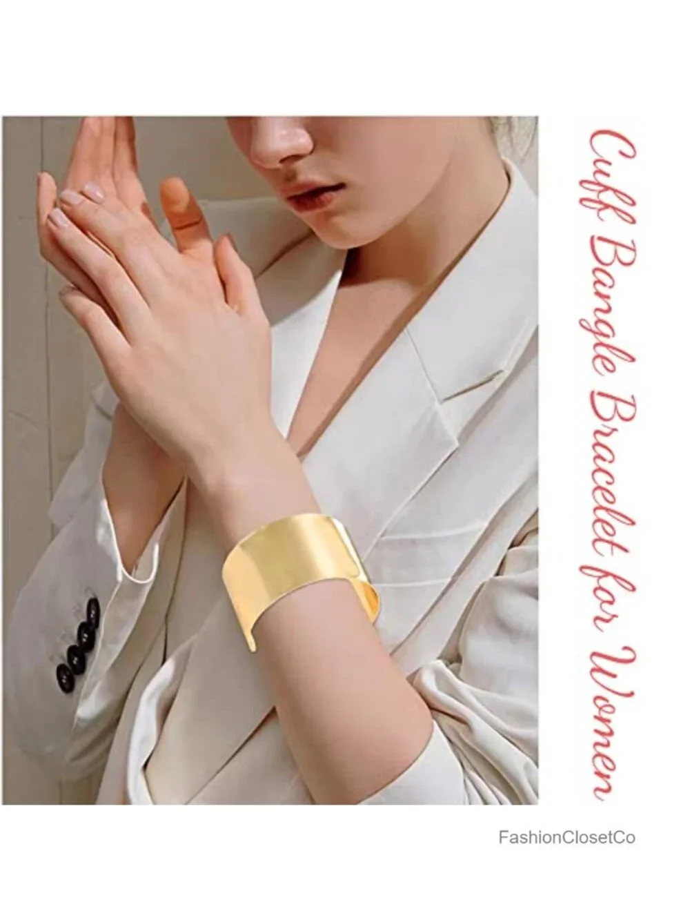2 Pcs Gold Silver Cuff Bangle Bracelet Set Open Cuff Wrap Bracelets Adjustable